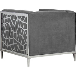 Meridian Opal Grey Velvet Chair