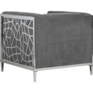 Meridian Opal Grey Velvet Chair
