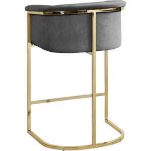 Meridian Donatella Grey Velvet Stool