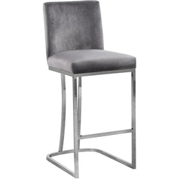 Meridian Heidi Grey Velvet Stool