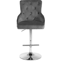 Meridian Claude Grey Velvet Adjustable Stool