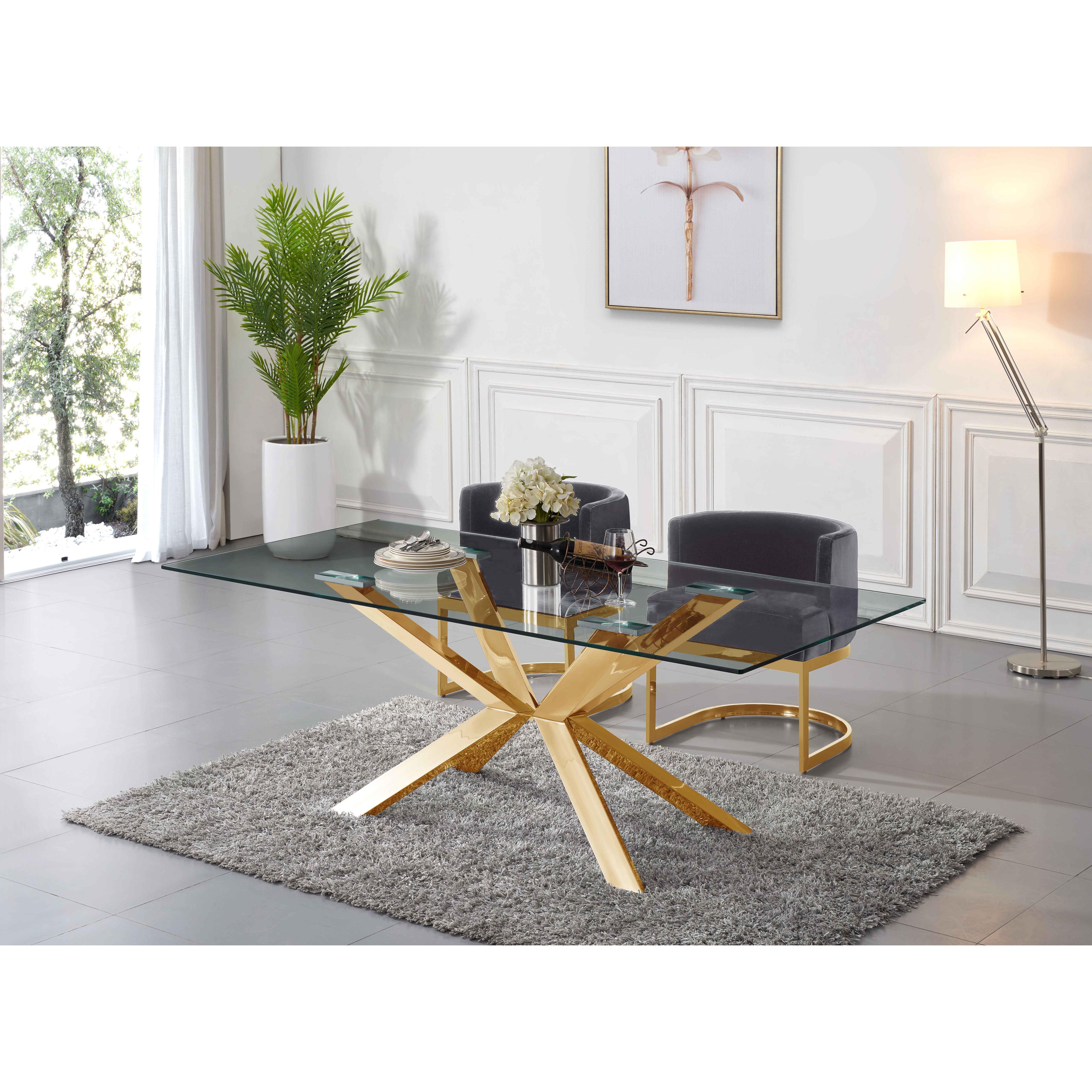 Meridian Gianna Grey Velvet Dining Chair