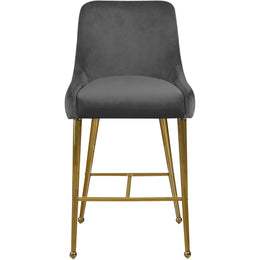 Meridian Owen Grey Velvet Stool