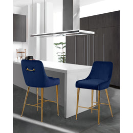 Meridian Owen Navy Velvet Stool