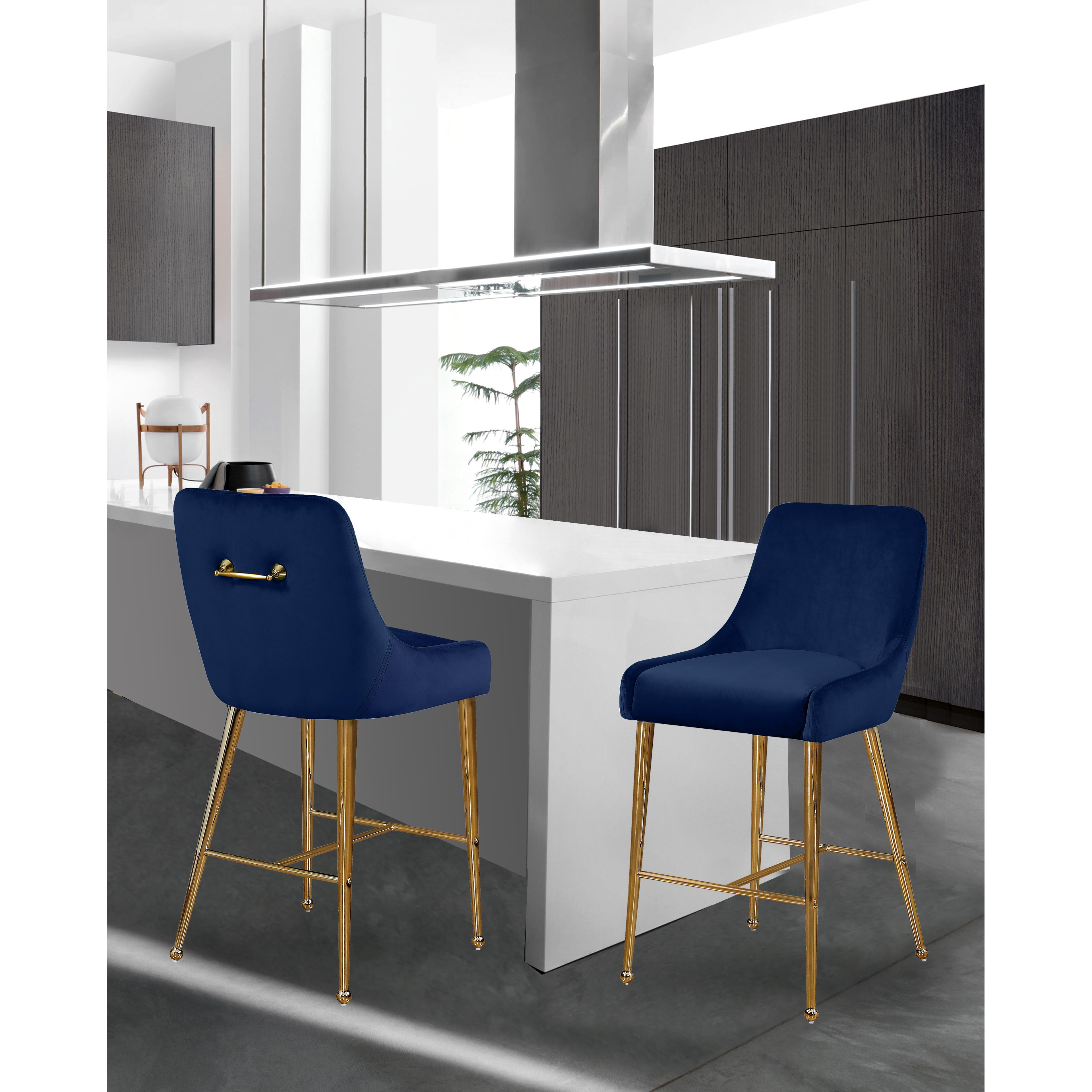 Meridian Owen Navy Velvet Stool
