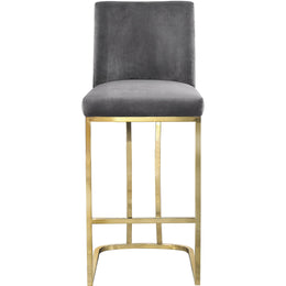 Meridian Heidi Grey Velvet Stool