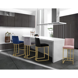Meridian Heidi Grey Velvet Stool