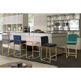 Meridian Giselle Green Velvet Stool