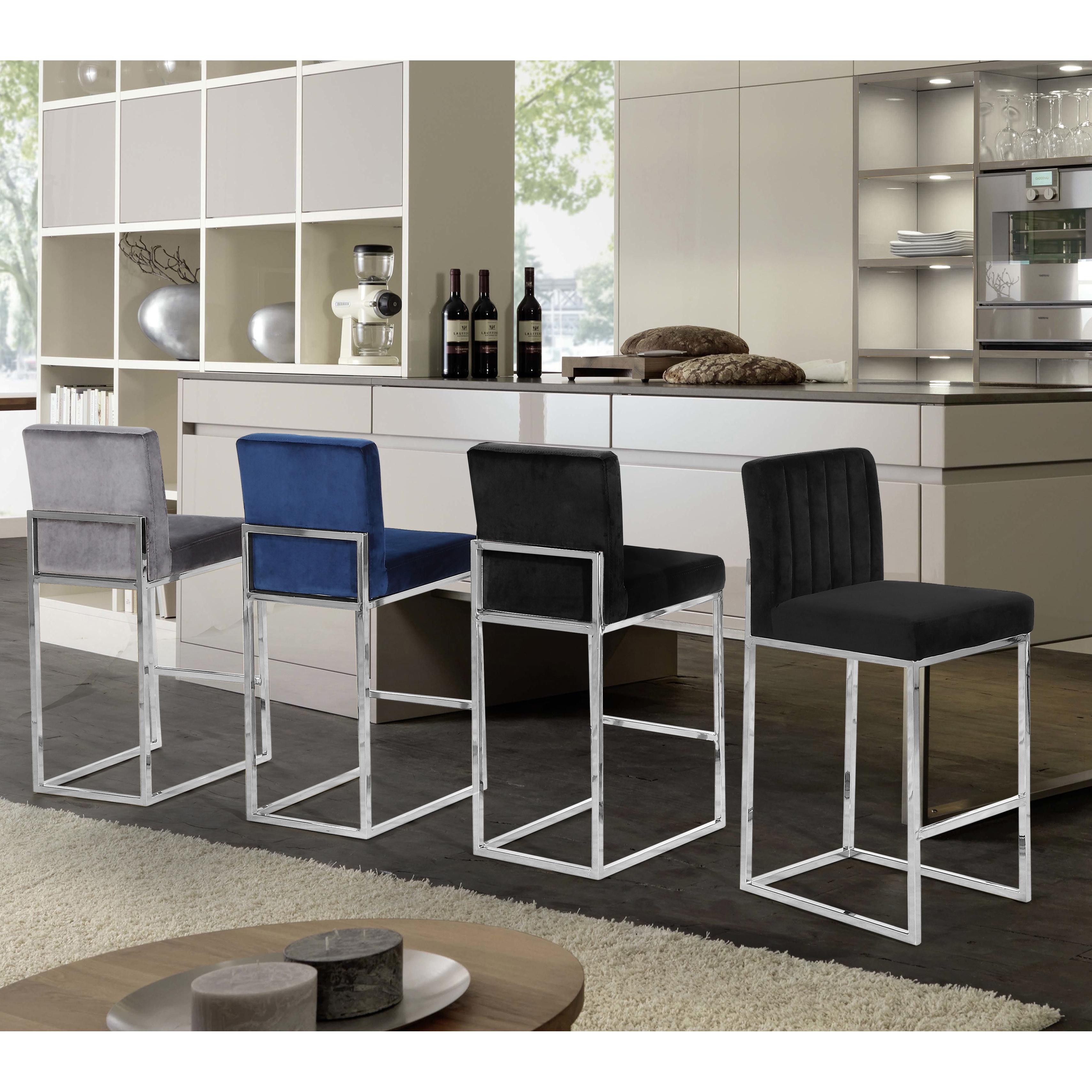Meridian Giselle Black Velvet Stool