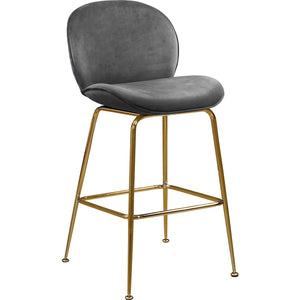 Meridian Paris Grey Velvet Stool