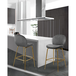 Meridian Paris Grey Velvet Stool
