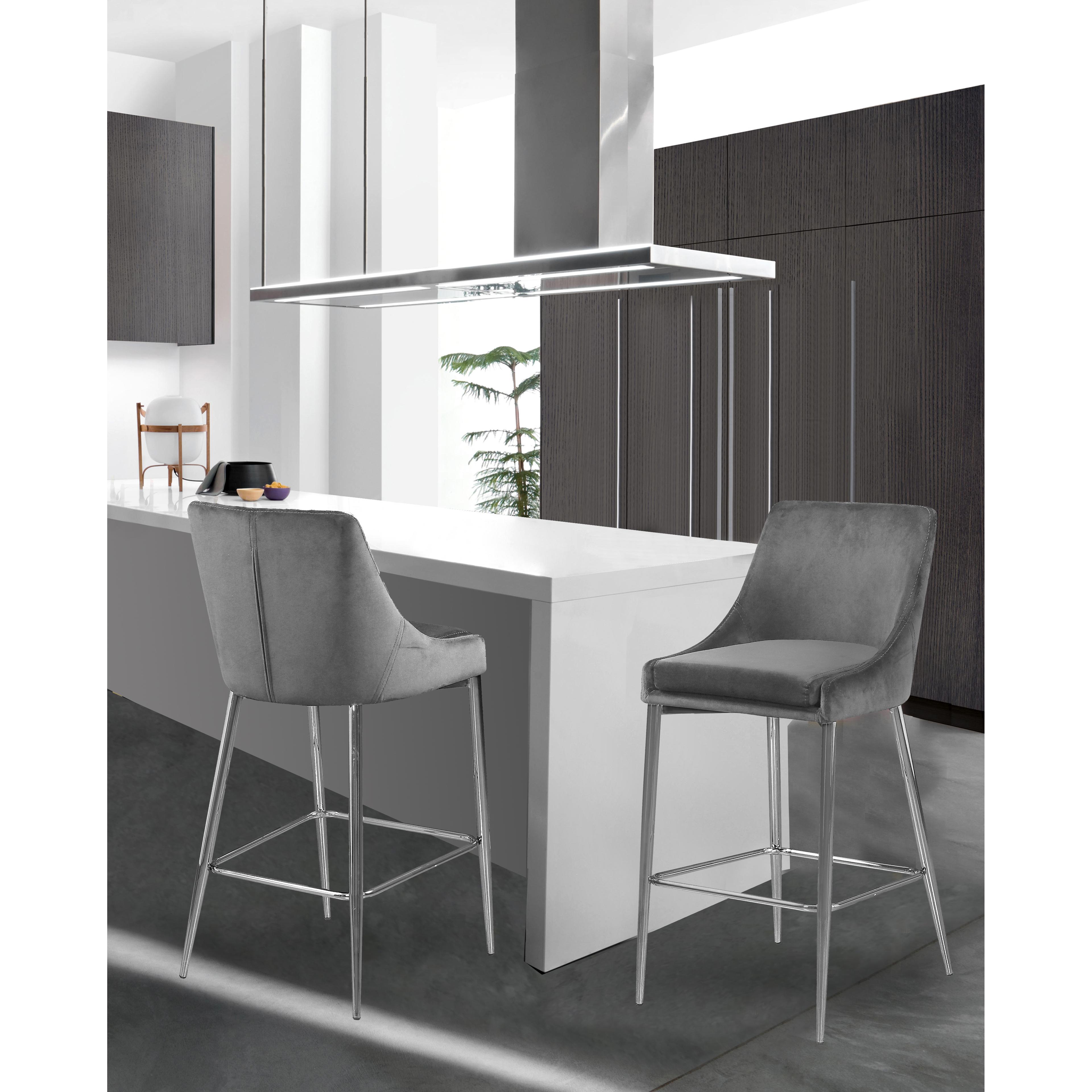 Meridian Karina Grey Velvet Stool