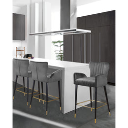 Meridian Luxe Grey Velvet Stool