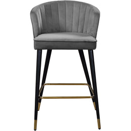 Meridian Cassie Grey Velvet Stool