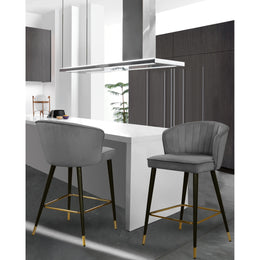 Meridian Cassie Grey Velvet Stool