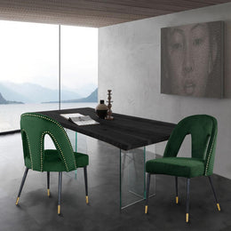 Meridian Akoya Green Velvet Dining Chair