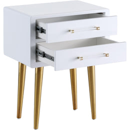 Meridian Zane White Laquer with Gold Side Table