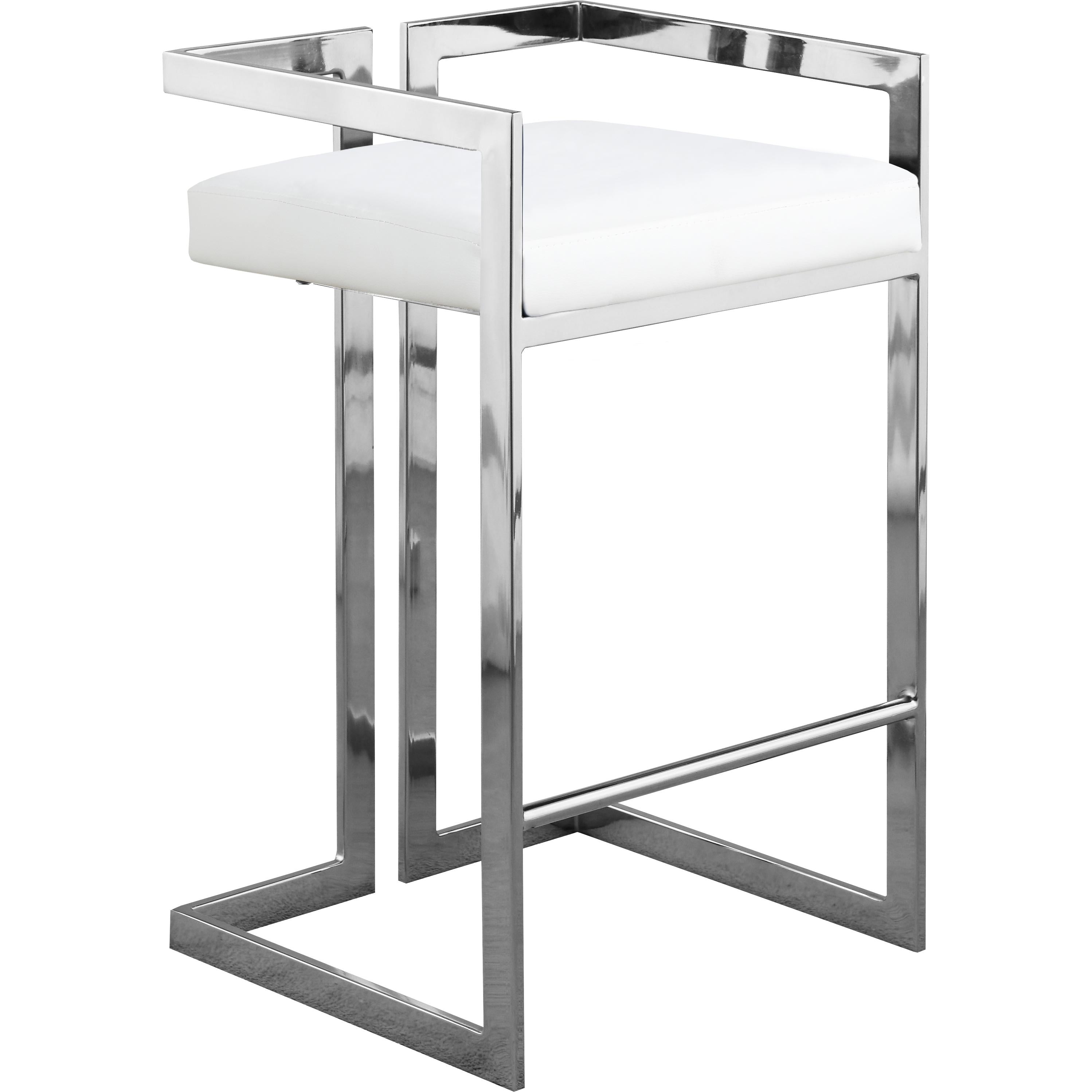 Meridian Ezra White Vegan Leather Stool