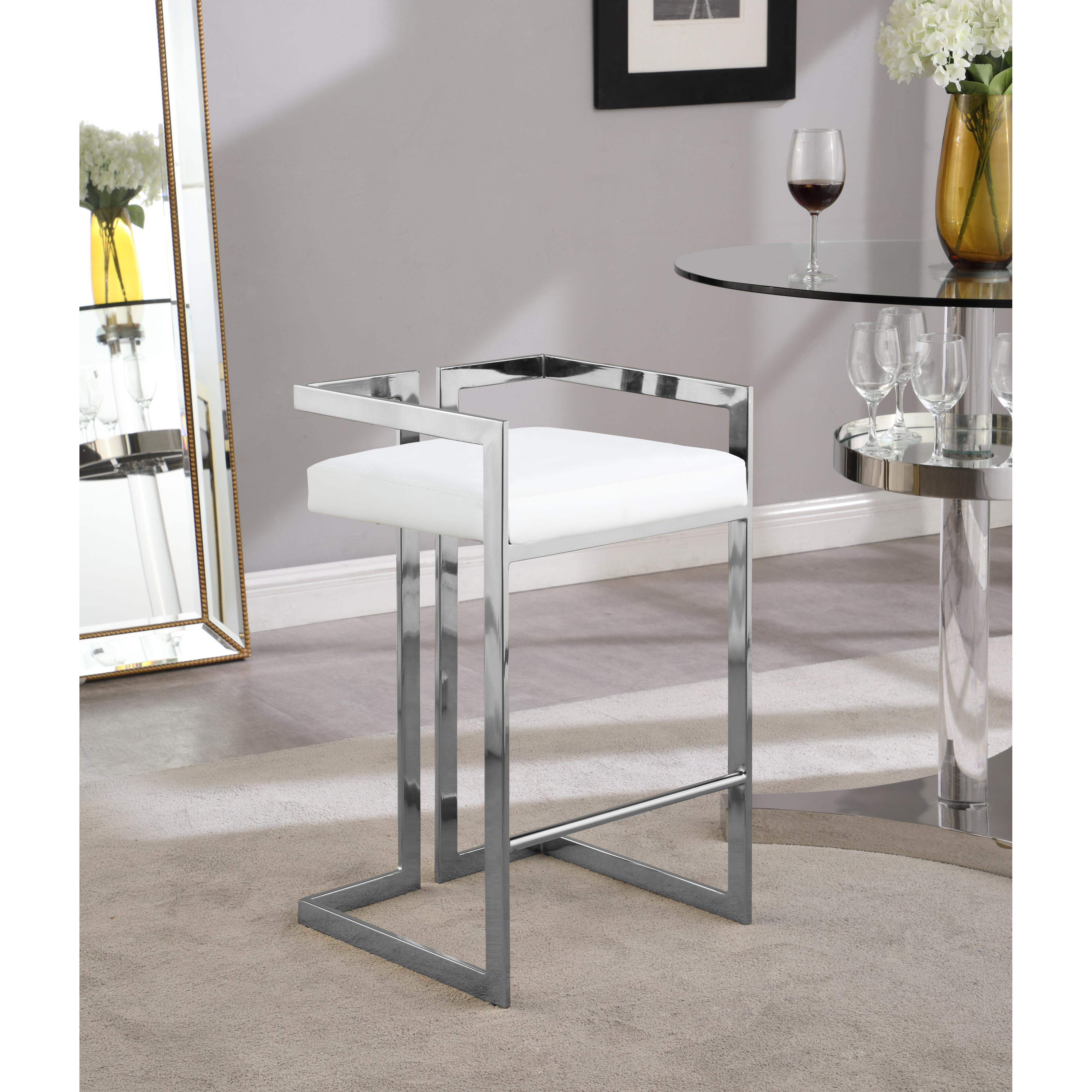 Meridian Ezra White Vegan Leather Stool