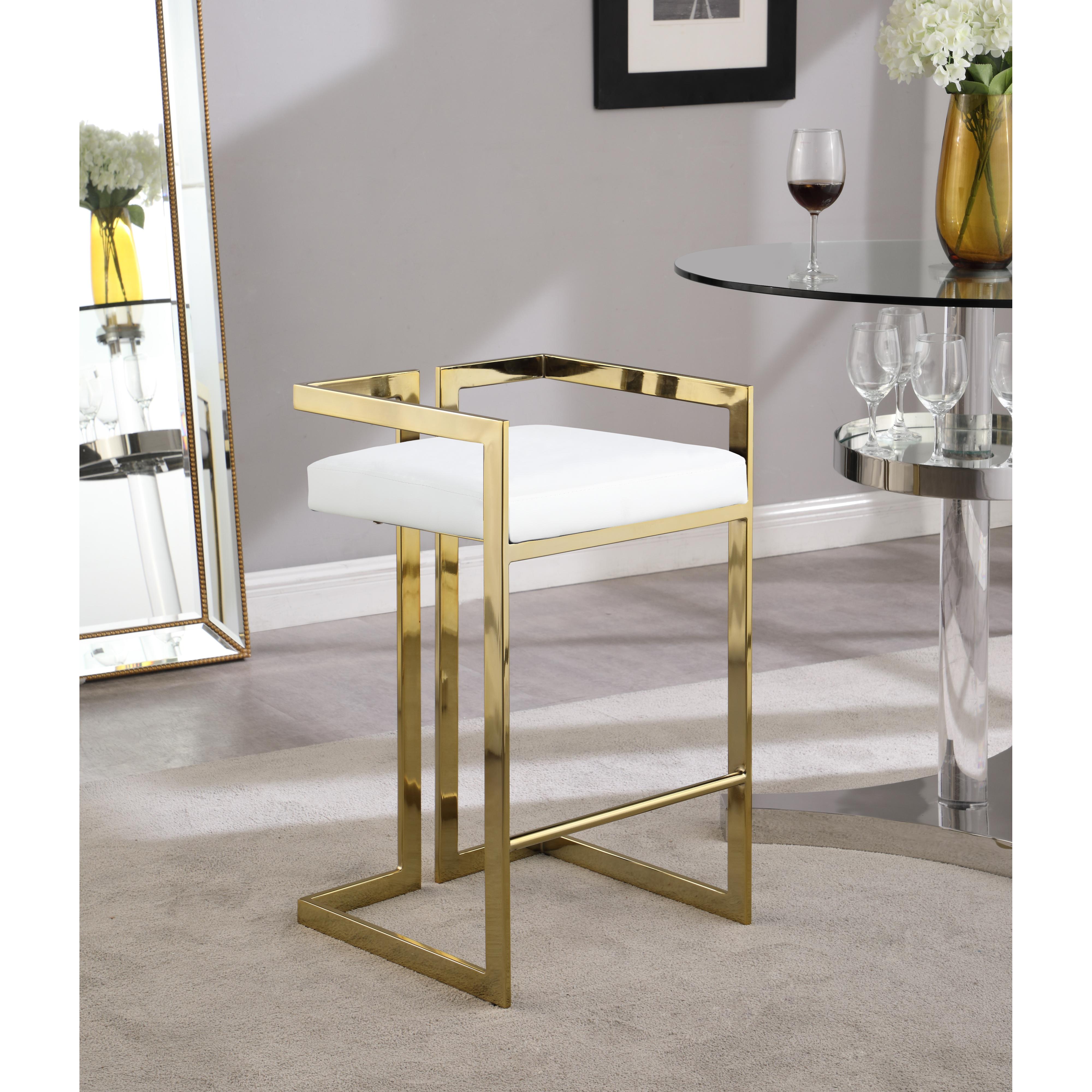 Meridian Ezra White Vegan Leather Stool