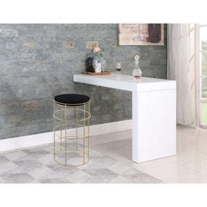 Meridian Rebar Black Velvet Bar Stool
