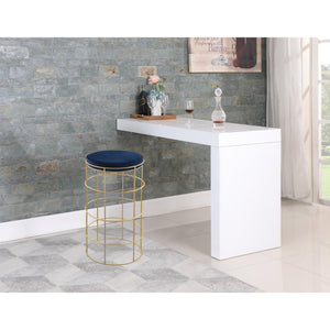Meridian Rebar Navy Velvet Bar Stool