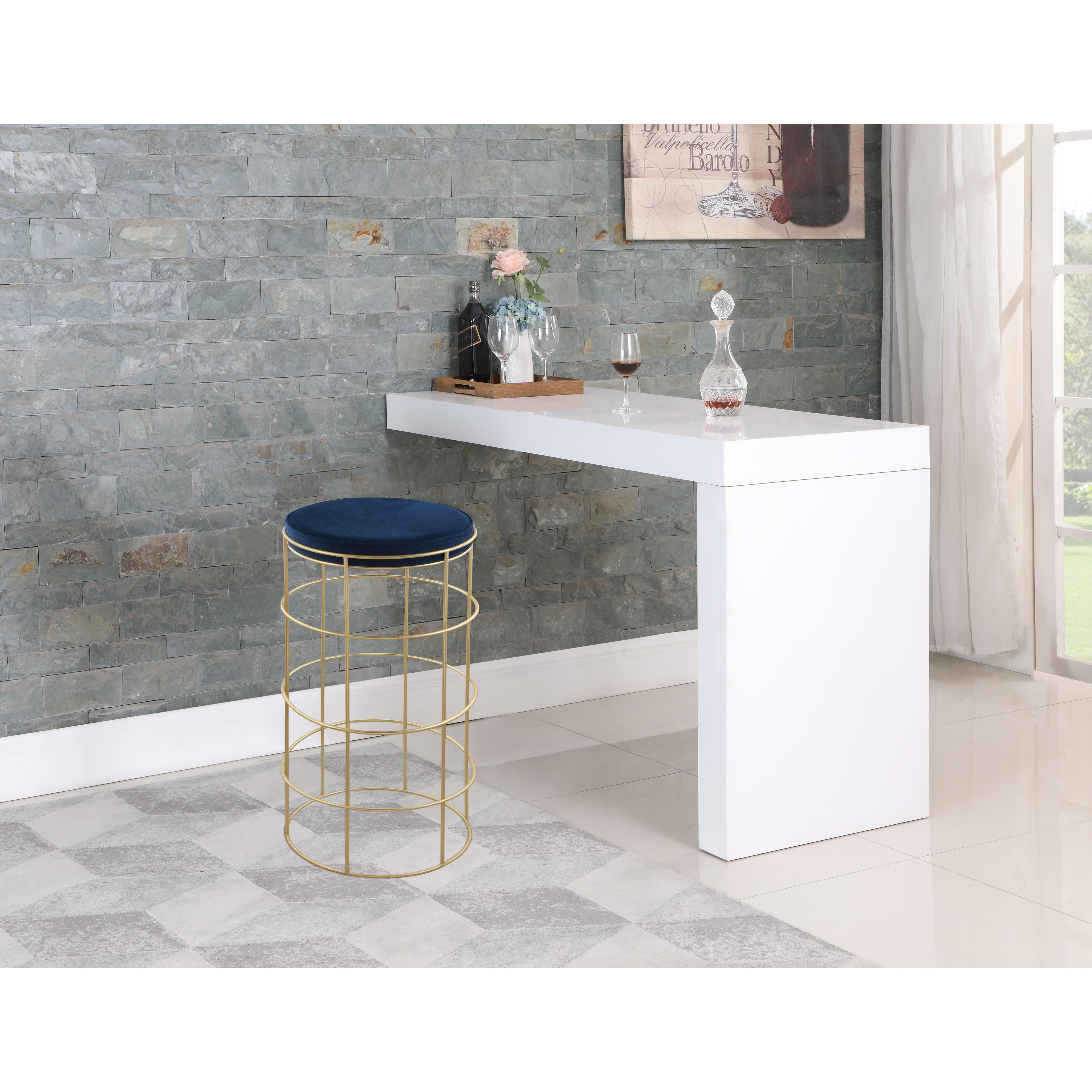 Meridian Rebar Navy Velvet Bar Stool