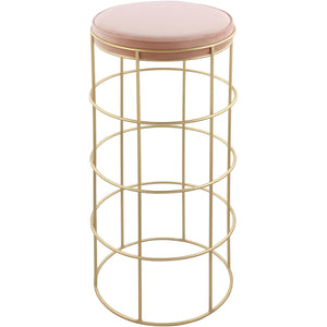 Meridian Rebar Pink Velvet Bar Stool