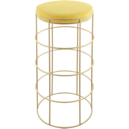 Meridian Rebar Yellow Velvet Bar Stool