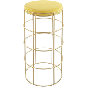 Meridian Rebar Yellow Velvet Bar Stool