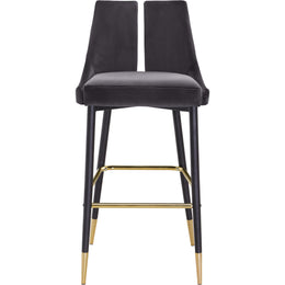 Meridian Sleek Grey Velvet Stool