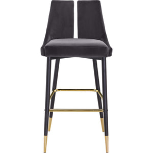 Meridian Sleek Grey Velvet Stool