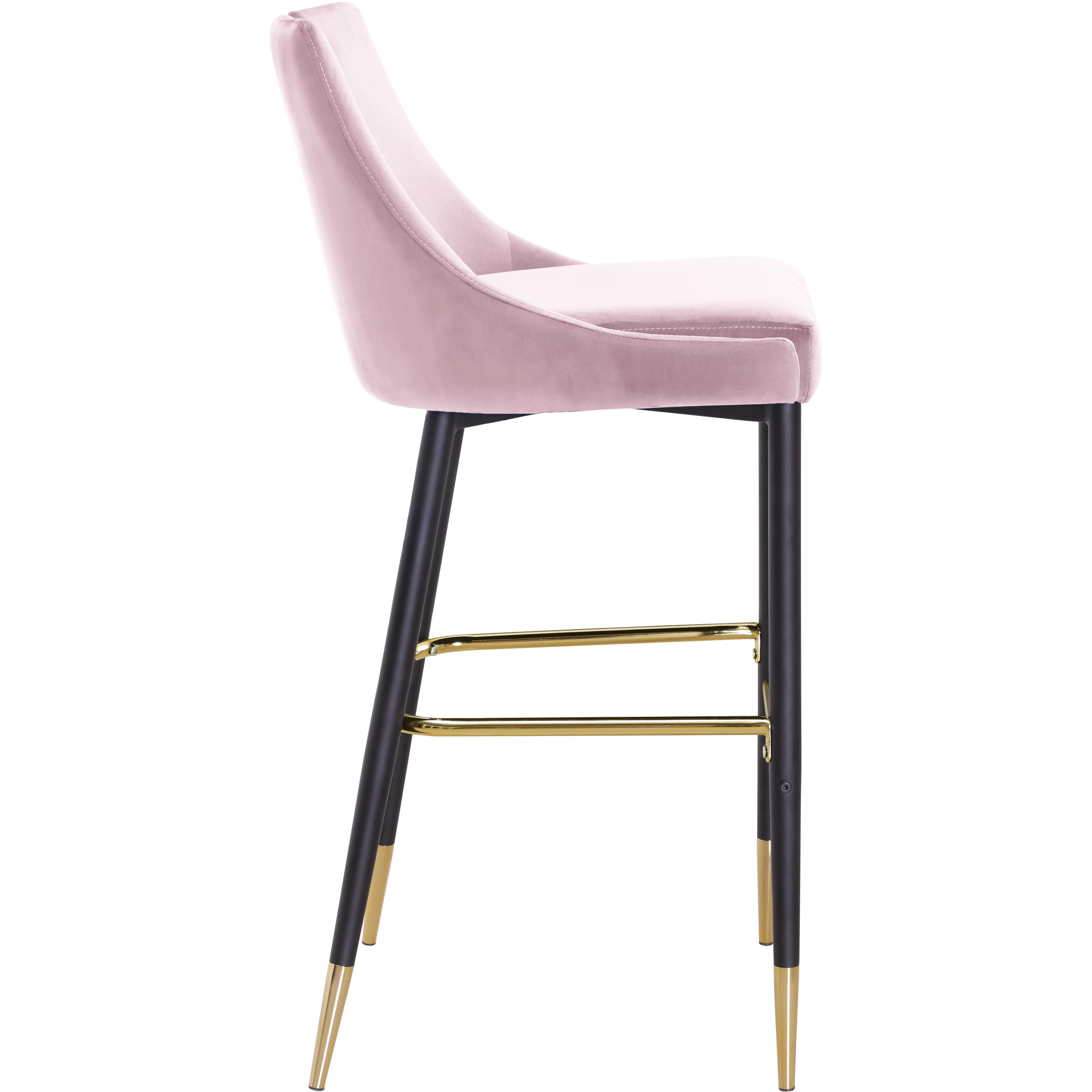 Meridian Sleek Pink Velvet Stool