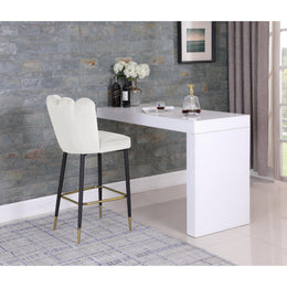 Meridian Lily Cream Velvet Stool