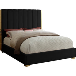 Meridian Becca Black Velvet Full Bed