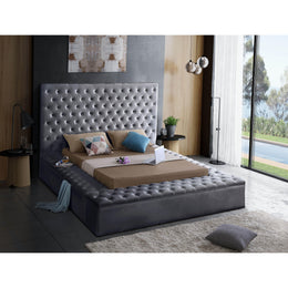 Meridian Bliss Grey Velvet King Bed (3 Boxes)