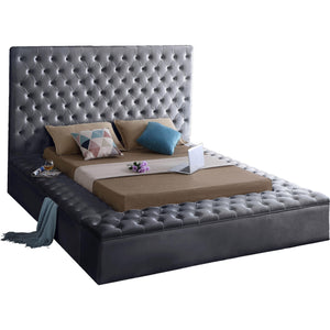 Meridian Bliss Grey Velvet Queen Bed (3 Boxes)
