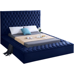 Meridian Bliss Navy Velvet Queen Bed (3 Boxes)