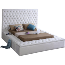 Meridian Bliss White Velvet Queen Bed (3 Boxes)