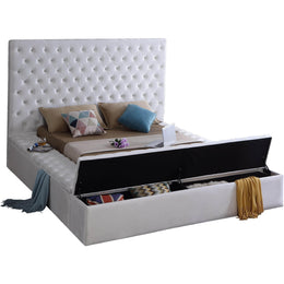 Meridian Bliss White Velvet Queen Bed (3 Boxes)