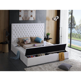 Meridian Bliss White Velvet Queen Bed (3 Boxes)