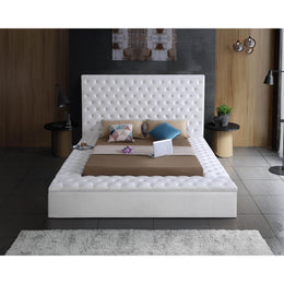 Meridian Bliss White Velvet Queen Bed (3 Boxes)