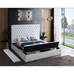 Meridian Bliss White Velvet Queen Bed (3 Boxes)