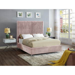 Meridian Candace Pink Velvet King Bed