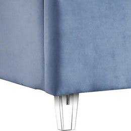 Meridian Candace Sky Blue Velvet Queen Bed
