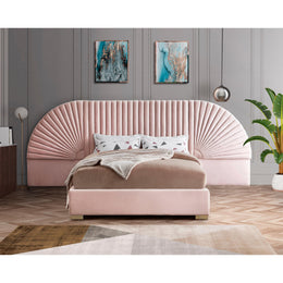 Meridian Cleo Pink Velvet King Bed (3 Boxes)