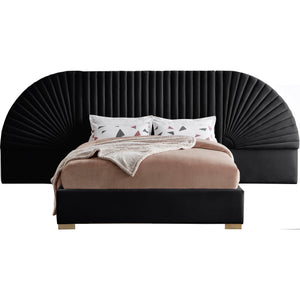 Meridian Cleo Black Velvet Queen Bed (3 Boxes)