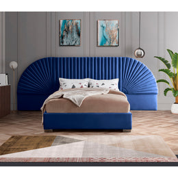 Meridian Cleo Navy Velvet Queen Bed (3 Boxes)