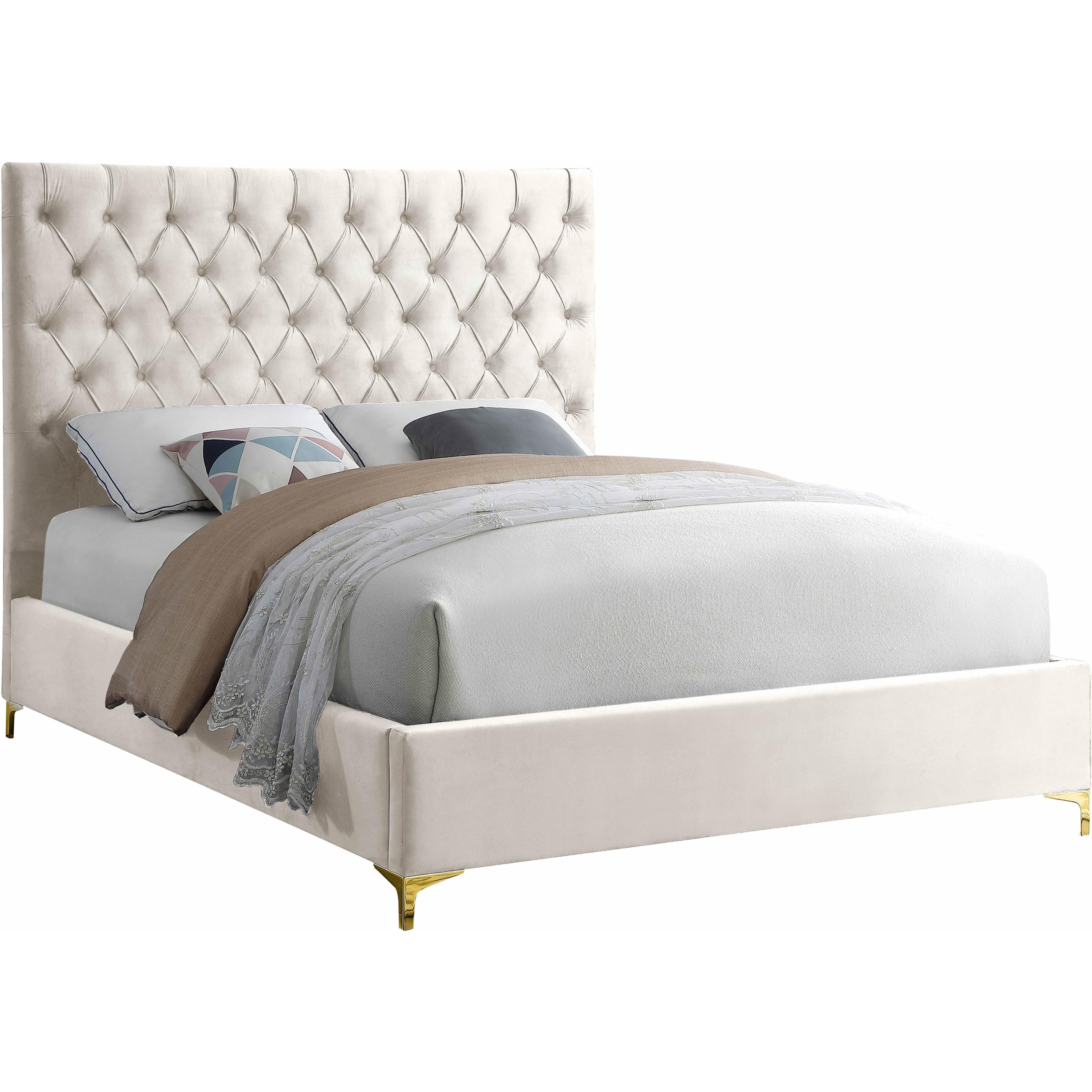 Meridian Cruz Cream Velvet Full Bed