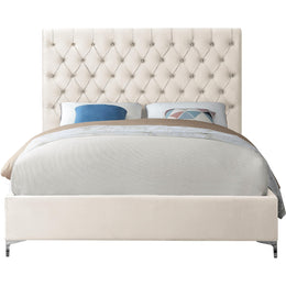 Meridian Cruz Cream Velvet Full Bed